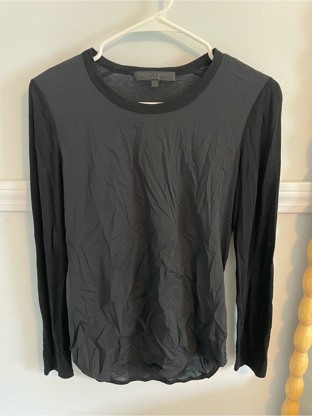 Gucci Black Long Sleeve Slim Crewneck Top